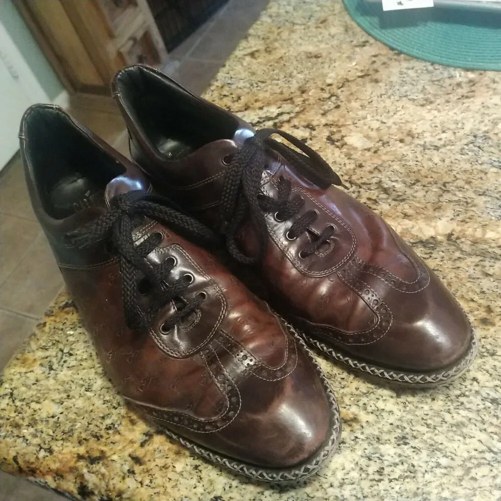 Galizio Torresi Sport Italian Mens 44 / US 10 Leather Brown Dress Shoes Wingtip